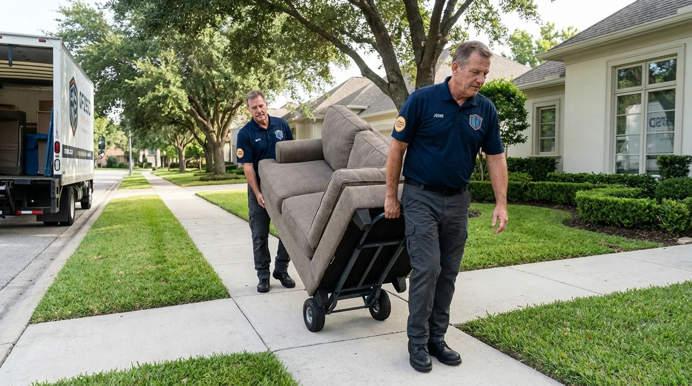 Local residential moving crew loading furniture in Napoleonville, LA