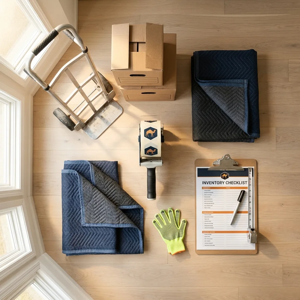Professional moving supplies and packing materials layout for Napoleonville residential relocations